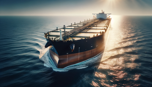 A VLCC vessel at sea