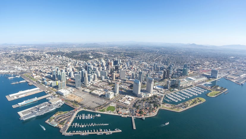 San Diego port as seen from the air
