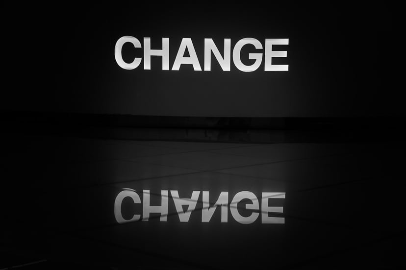 A black background with the word 'change' on it