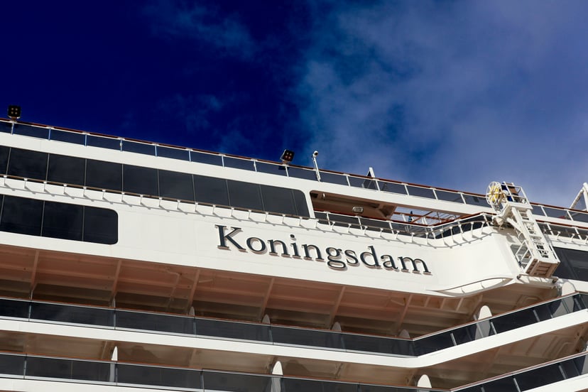 A close up of Holland America Line's cruise ship, Koningsdam