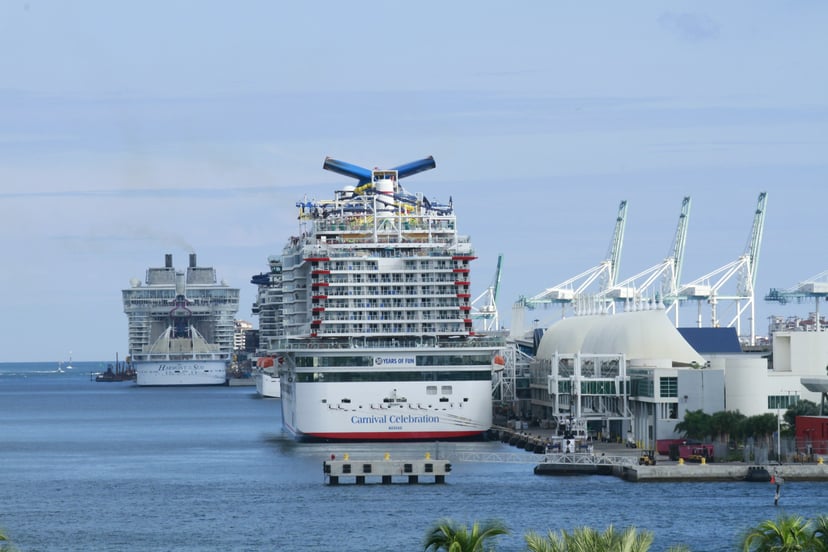 The Carnival Celebration cruise ship moored in a port