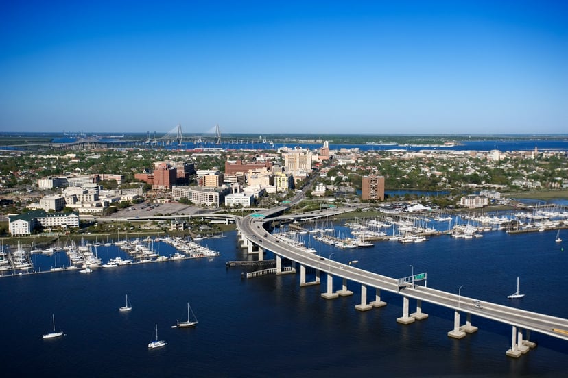 A view of Charleston, South Carolina from the water