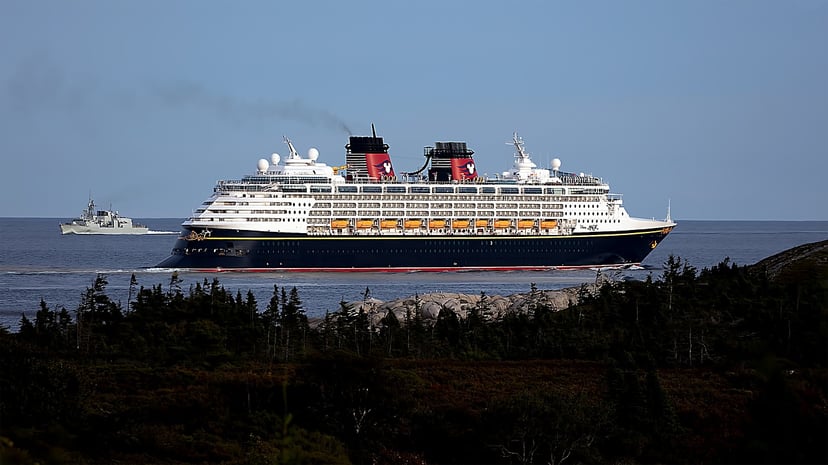 A Disney cruise ship as seen from the shore