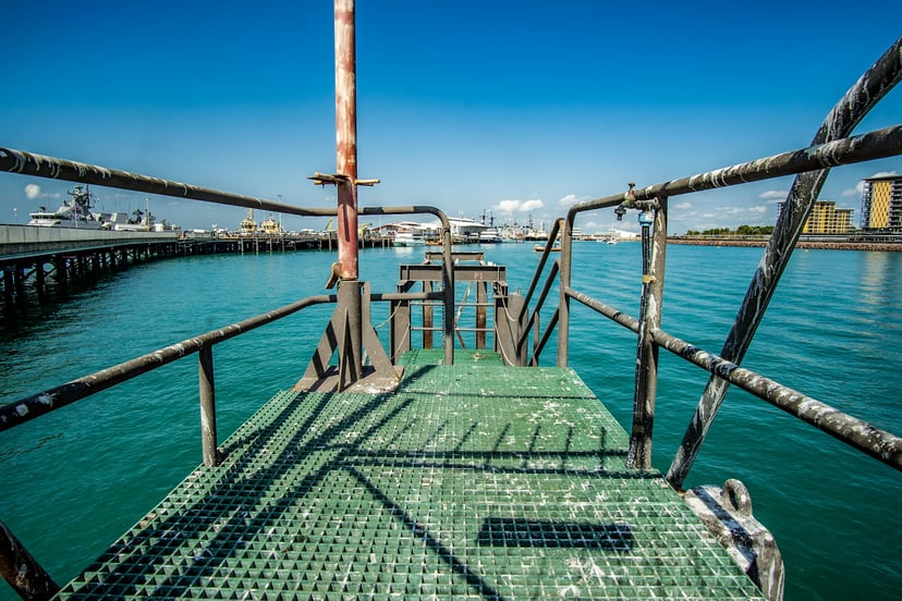 Darwin Port as seen from a walkway 