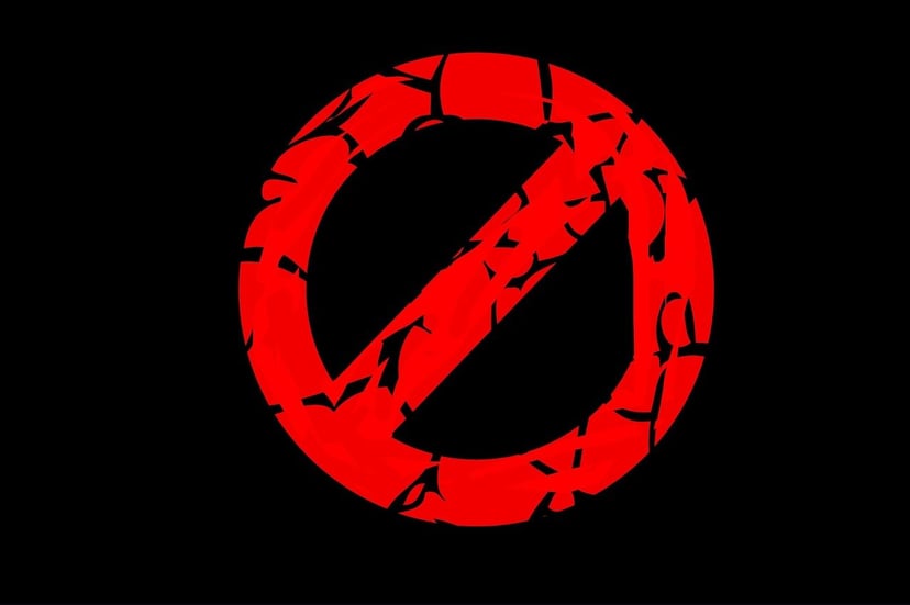A red 'banned' symbol 