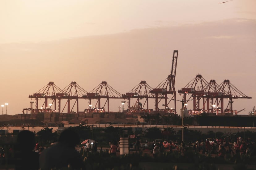a port in Sri Lanka at dusk 