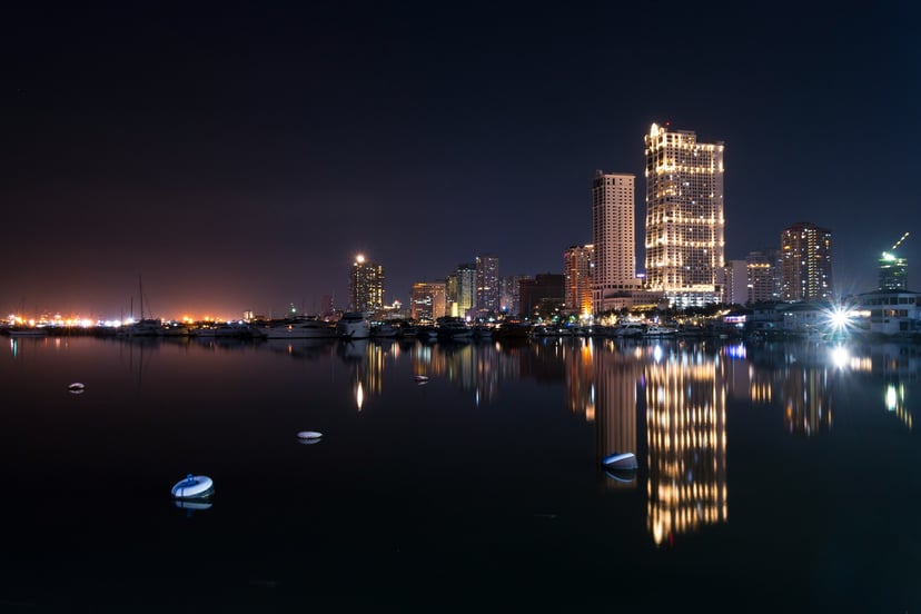 Manila at night as seen from the water