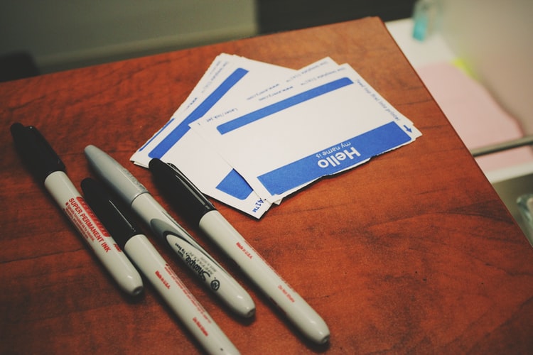 hello name labels and pens