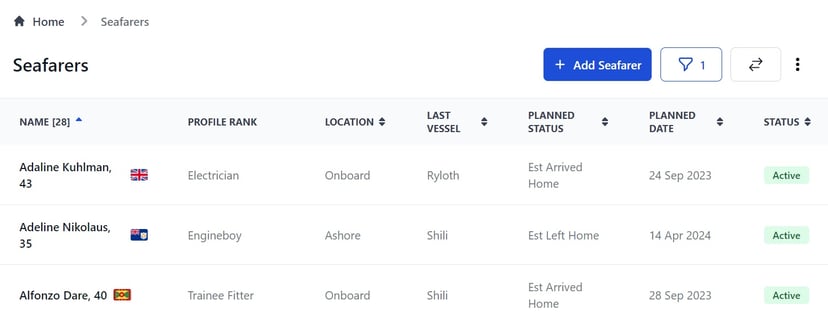 A screenshot of Martide's maritime recruitment and maritime crew management system software