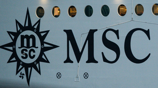 The MSC cruises logo on the side of a vessel