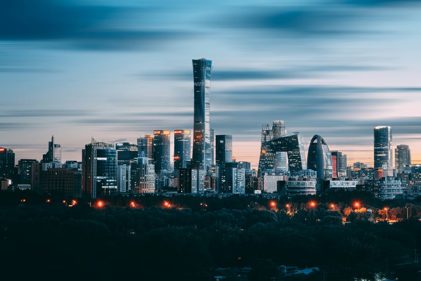 Downtown Beijing at dusk