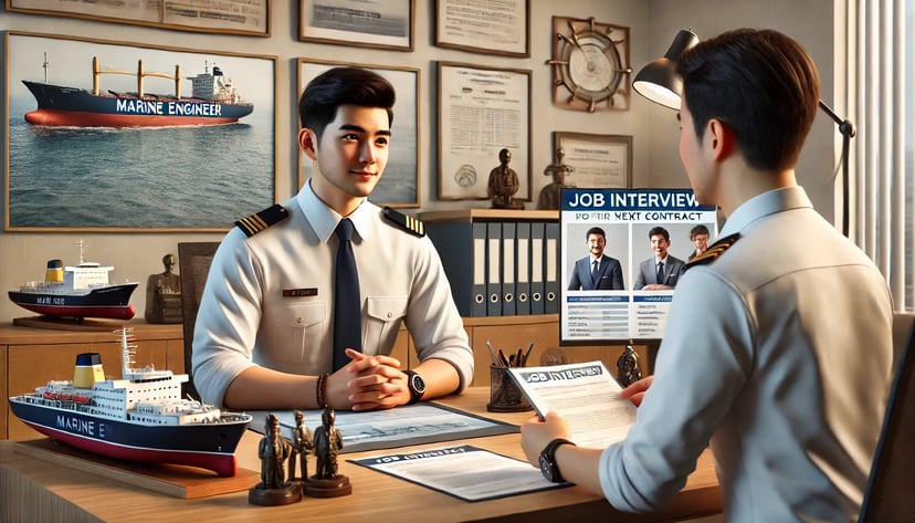 a marine engineer in a maritime job interview