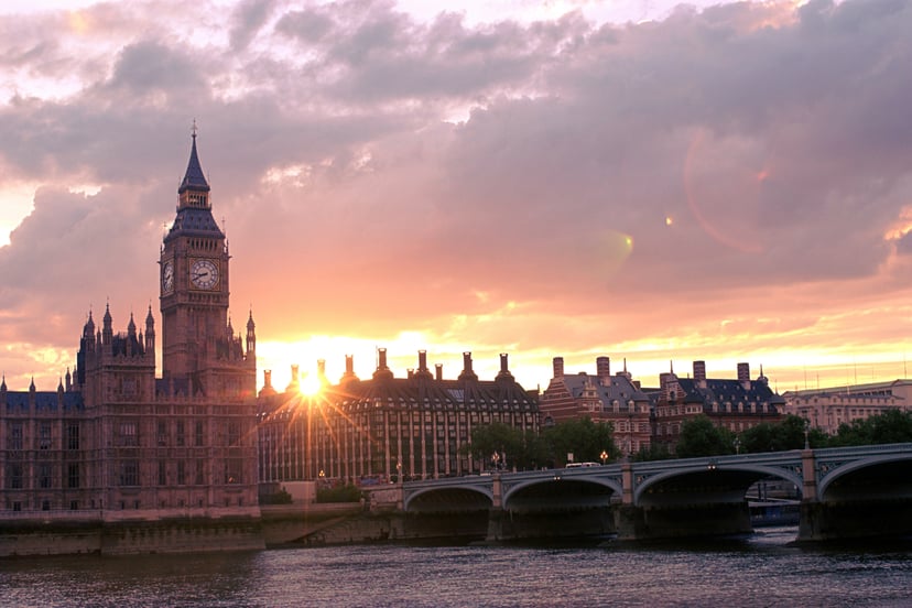 The UK's Houses of Parliament at sunset