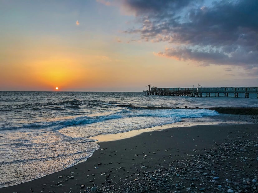 The Black Sea in Russia at sunset