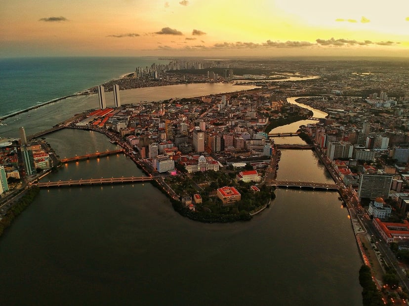 Waterways in Recife, Brazil at sunset