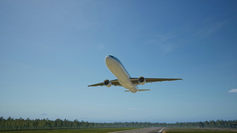 A jumbo jet taking off from an airport runway