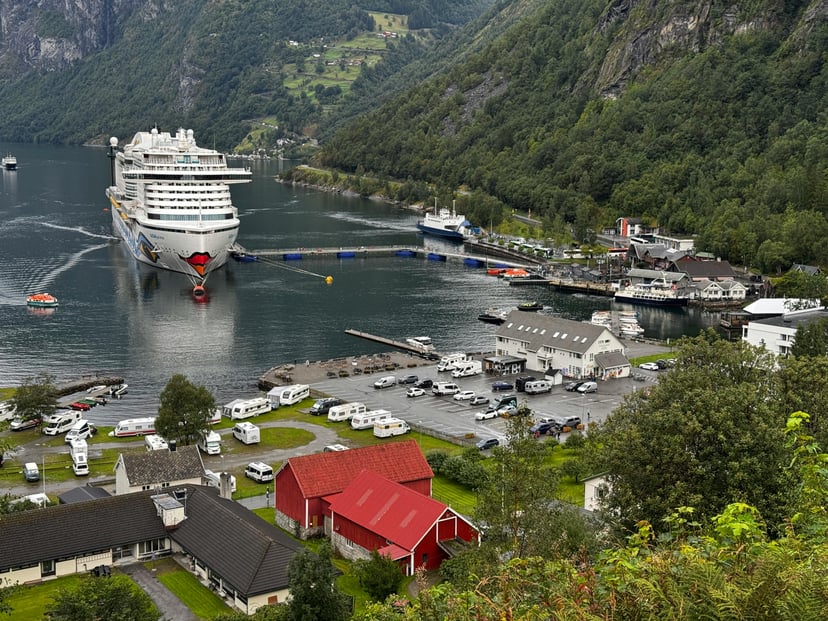 The AIDAprima cruise ship in a Norwegian harbor