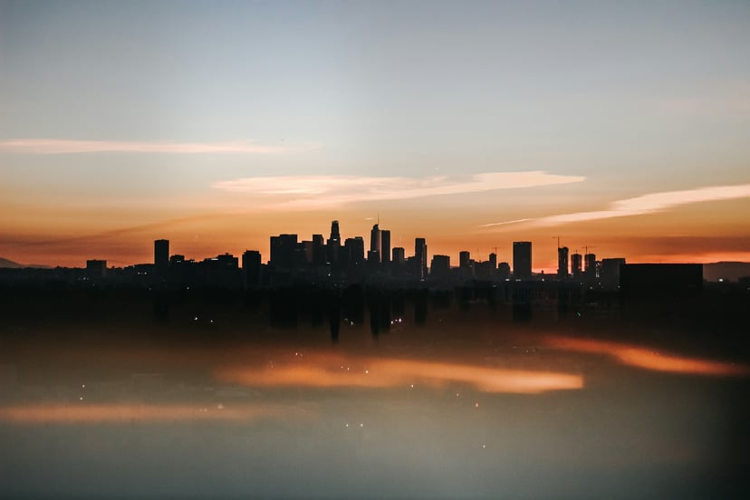 Los Angeles skyline at sunset