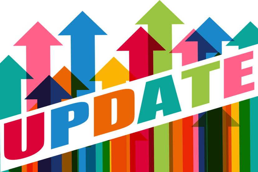 Illustration of colorful arrows pointing upwards and the word 'update'
