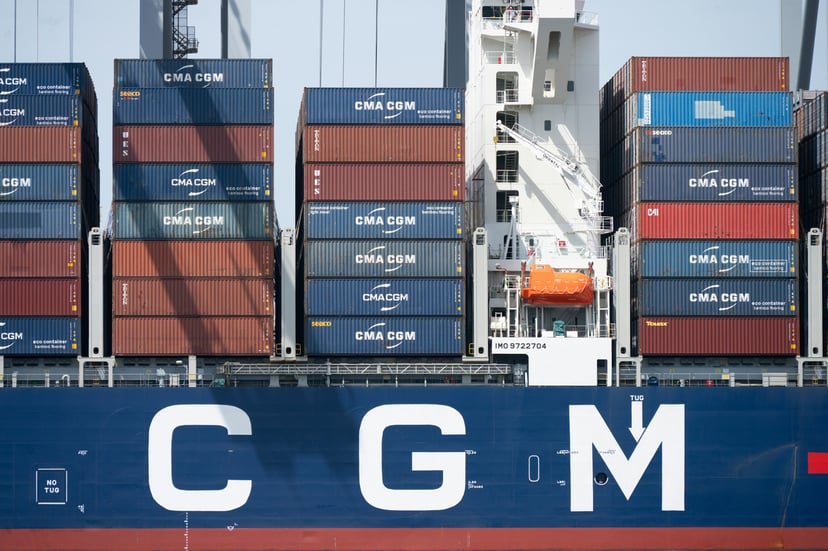 A CMA CGM container shipped stacked with CMA CGM containers