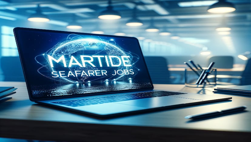 Martide's seafarer jobs on a laptop