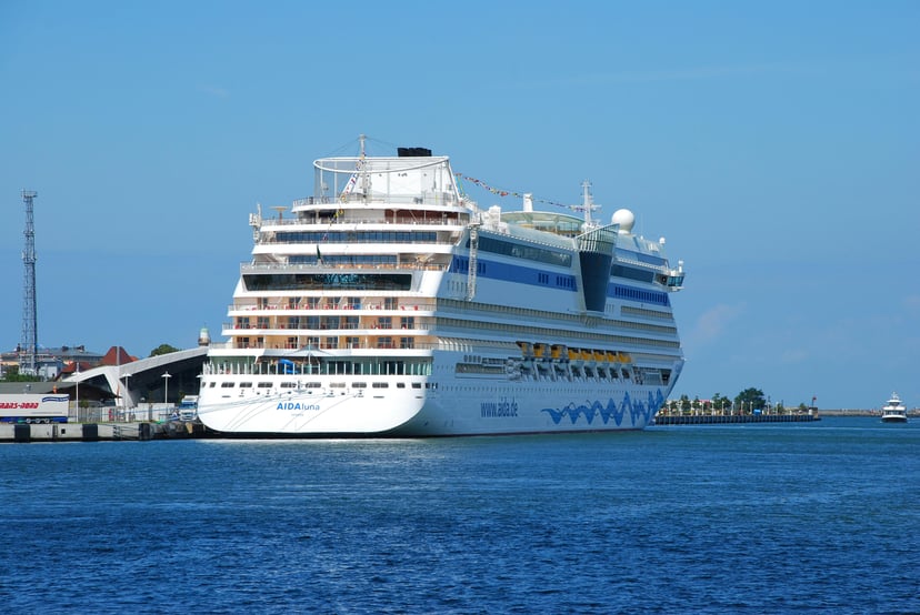 The AIDAluna cruise ship in a port