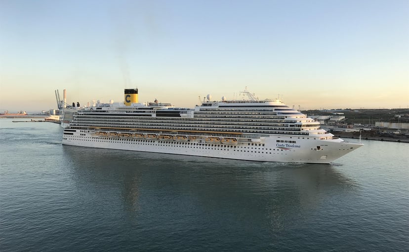 The Costa Diadema cruise ship sailing close to shore