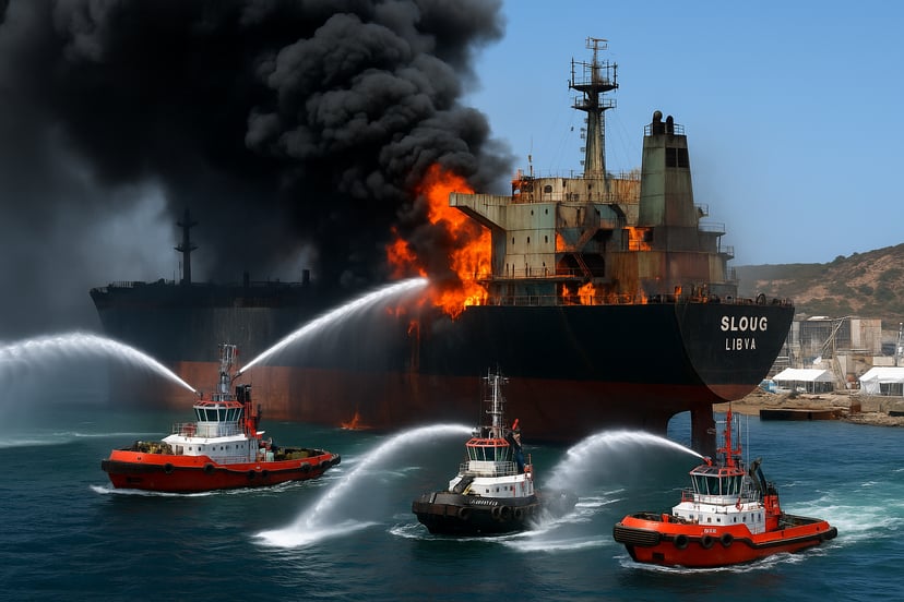 A fire onboard the tanker Sloug