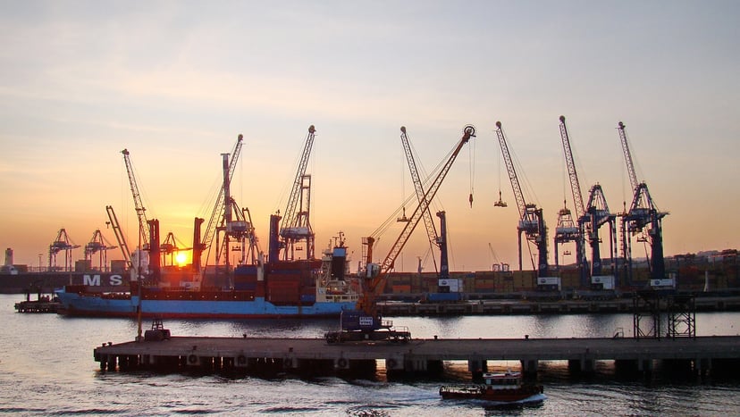 Ambarli Port in Turkey at sunset