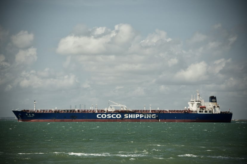 A COSCO Shipping cargo ship at sea