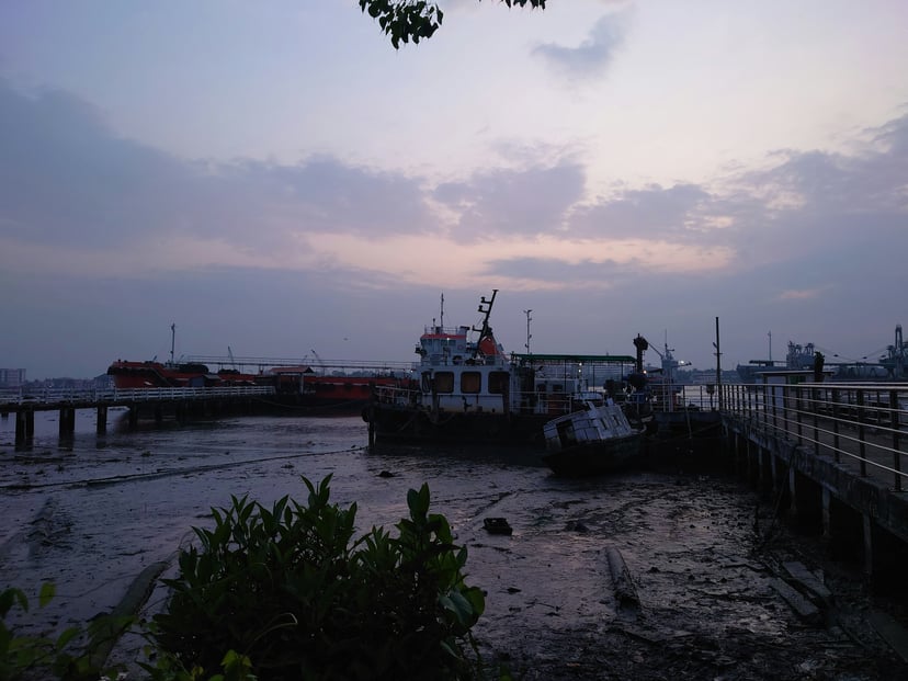 The harbor at dusk at Fort Kochi, India
