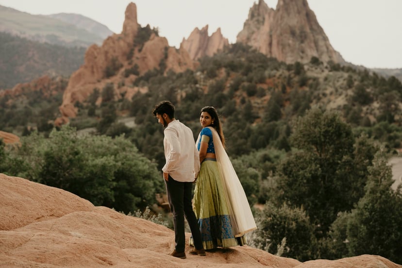 a couple on a mountain 