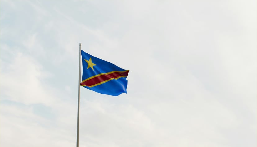 The flag of the Democratic Republic of Congo