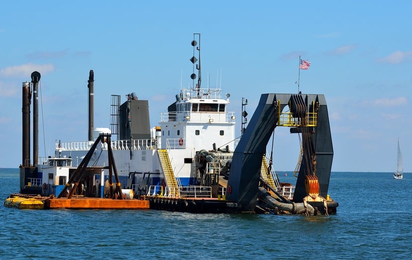 a dredger working at sea
