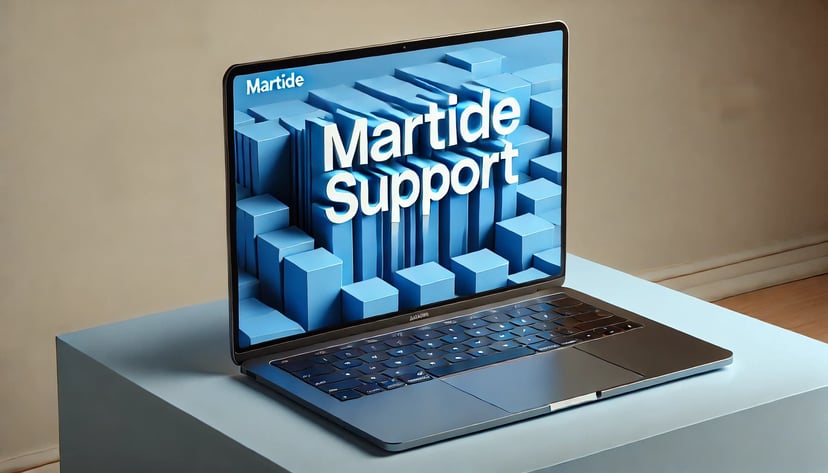 The Martide Support website on a laptop
