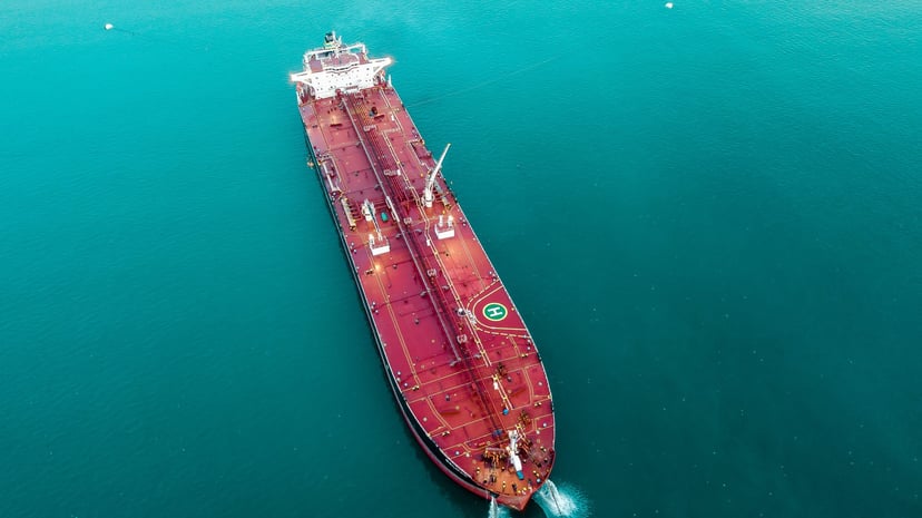 aerial view of an oil tanker