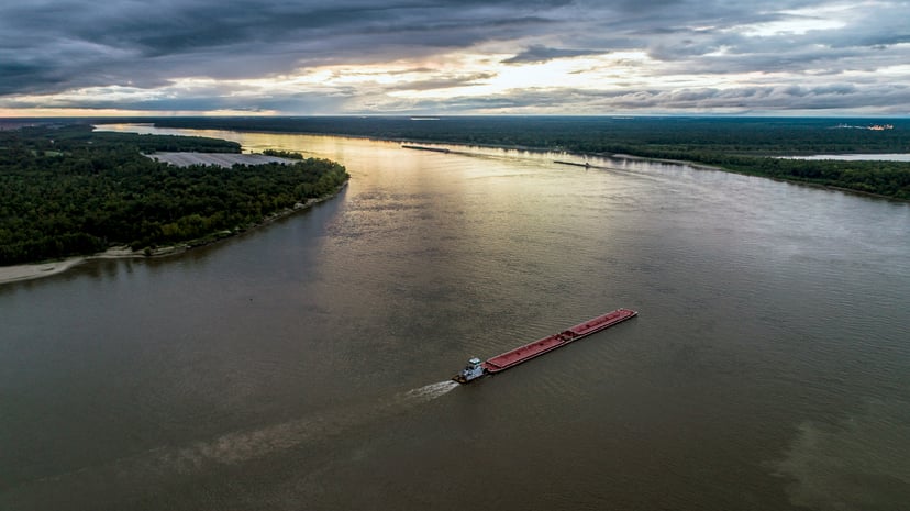 A freighter on the Mississippi River