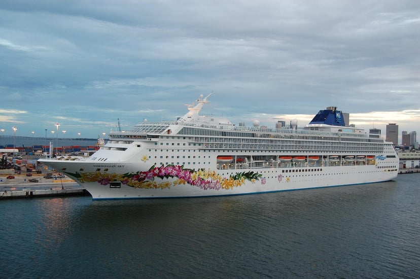 The Norwegian Sky cruise ship in a port