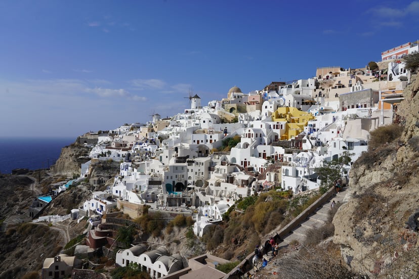 The Karavolades Stairs leading from Santorini's Port to the town of Fira