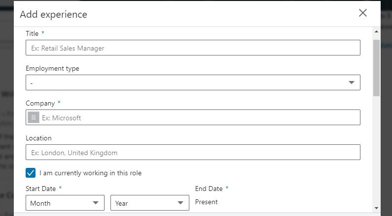 screenshot of a LinkedIn profile