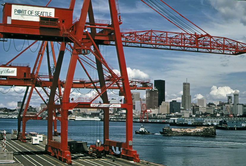 The Port of Seattle with the city in the background