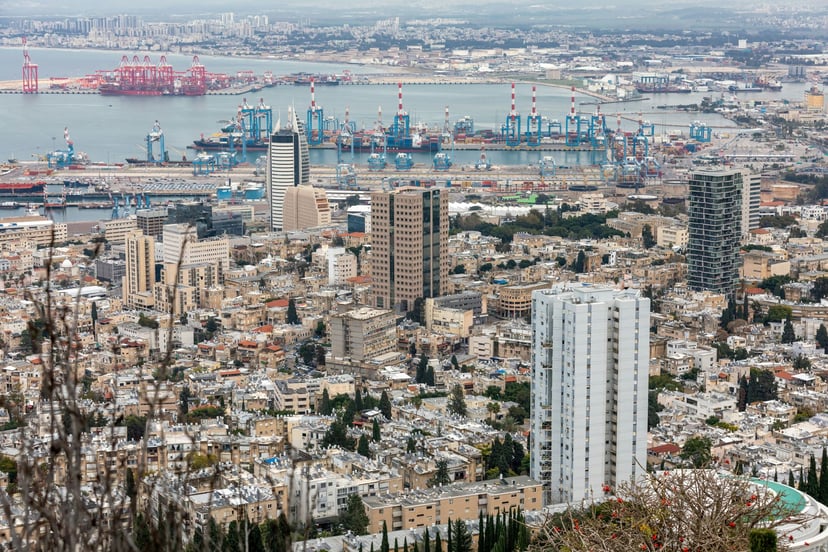 A view across the port of Haifa, Israel 