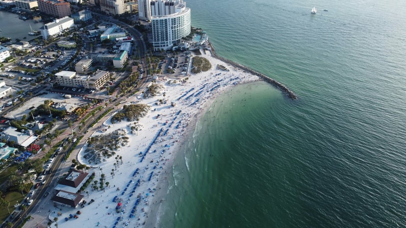 an aerial view of Clearwater Florida's coastline