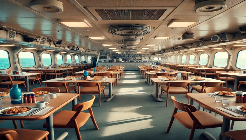 A tidy and clean Officer's mess onboard a ship