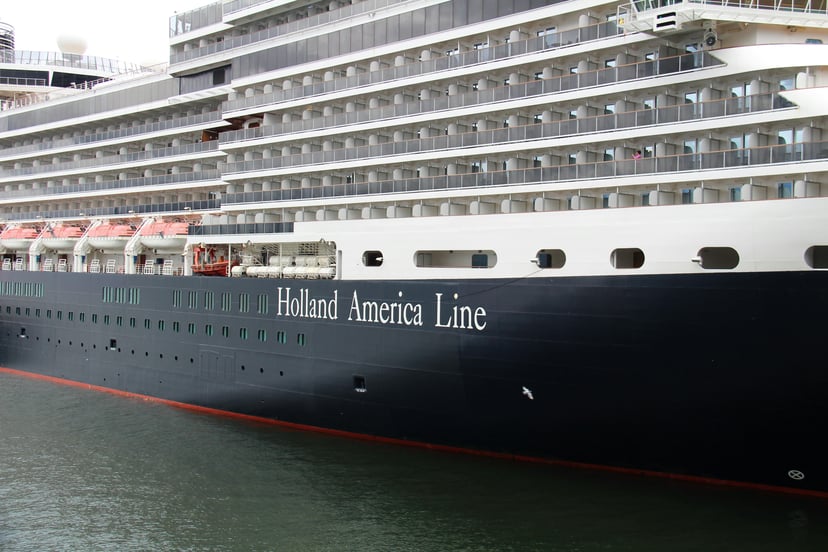 Close up of a Holland America Line cruise ship
