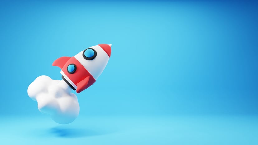 a space rocket blasting off into orbit