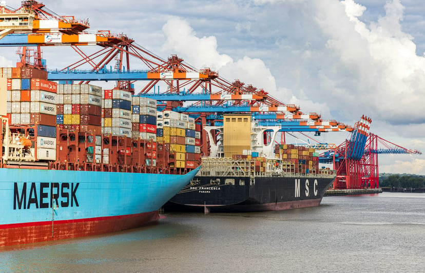 A Maersk container ship in port