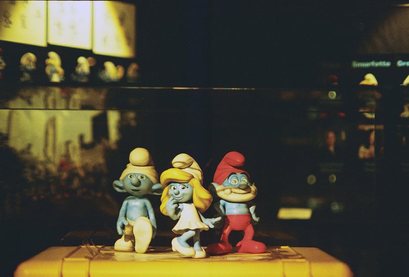 Models of three of the Smurfs characters