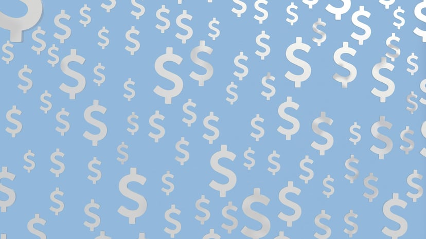 Dollar signs on a blue background