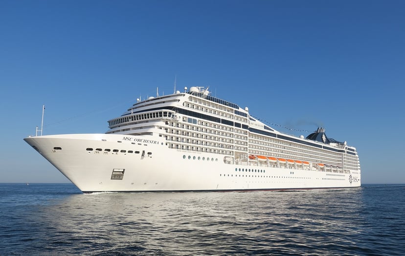 The MSC Orchestra cruise ship at sea
